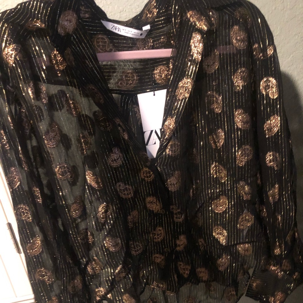 NWT pretty Zara shimmer blouse